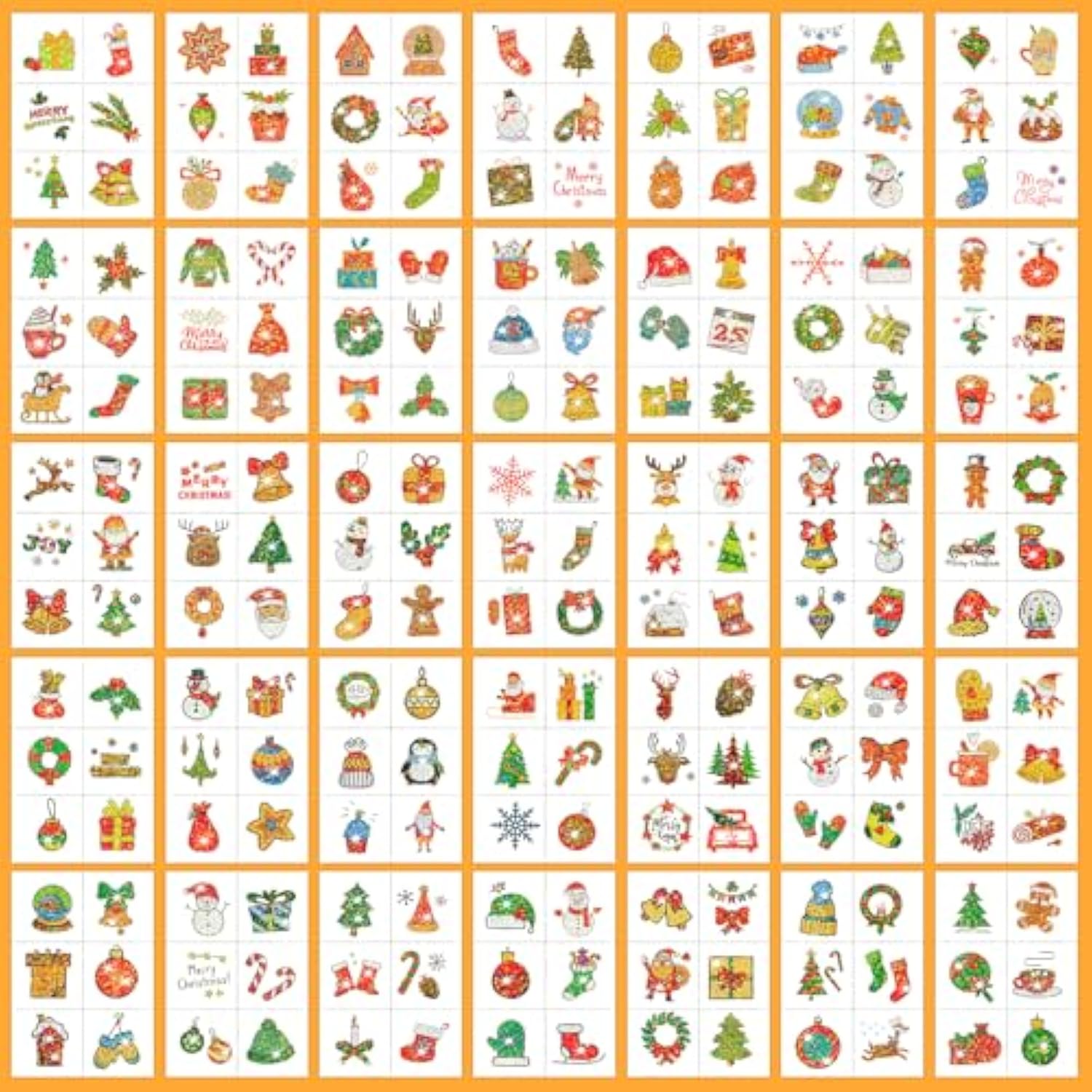 Glitter Kids Tattoos For Christmas Stocking Stuffers, 408 Styles Merry Christmas Party Decorations, Xmas Holiday Party Supplies, Santa Snowman Snowflakes Goodie Bag Fillers