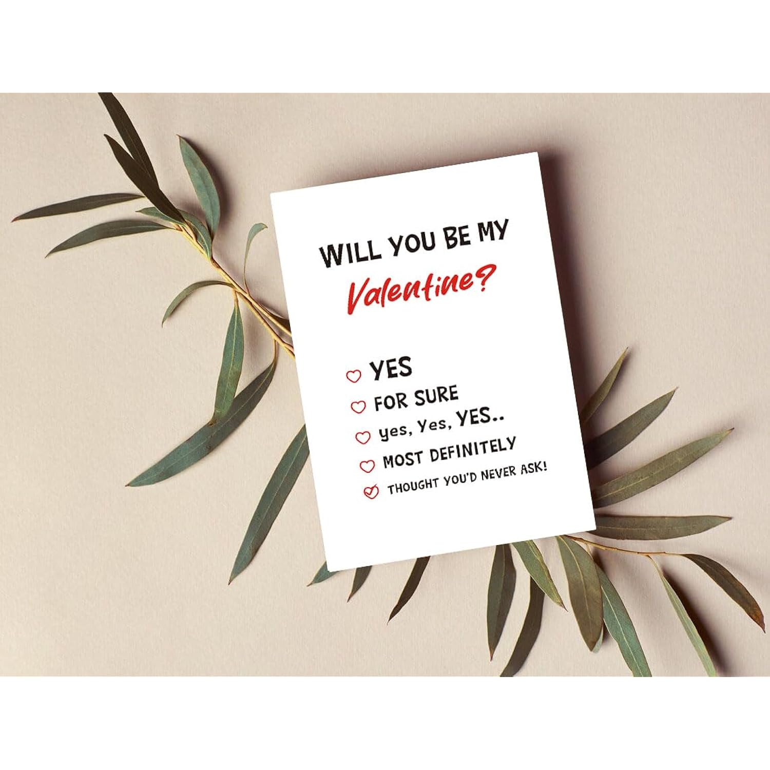 Will You Be My Valentine Cute Valentines Day Greeting Card, Kids Exchange Card, Check Yes, Confession Card, Thought You'D Never Ask!