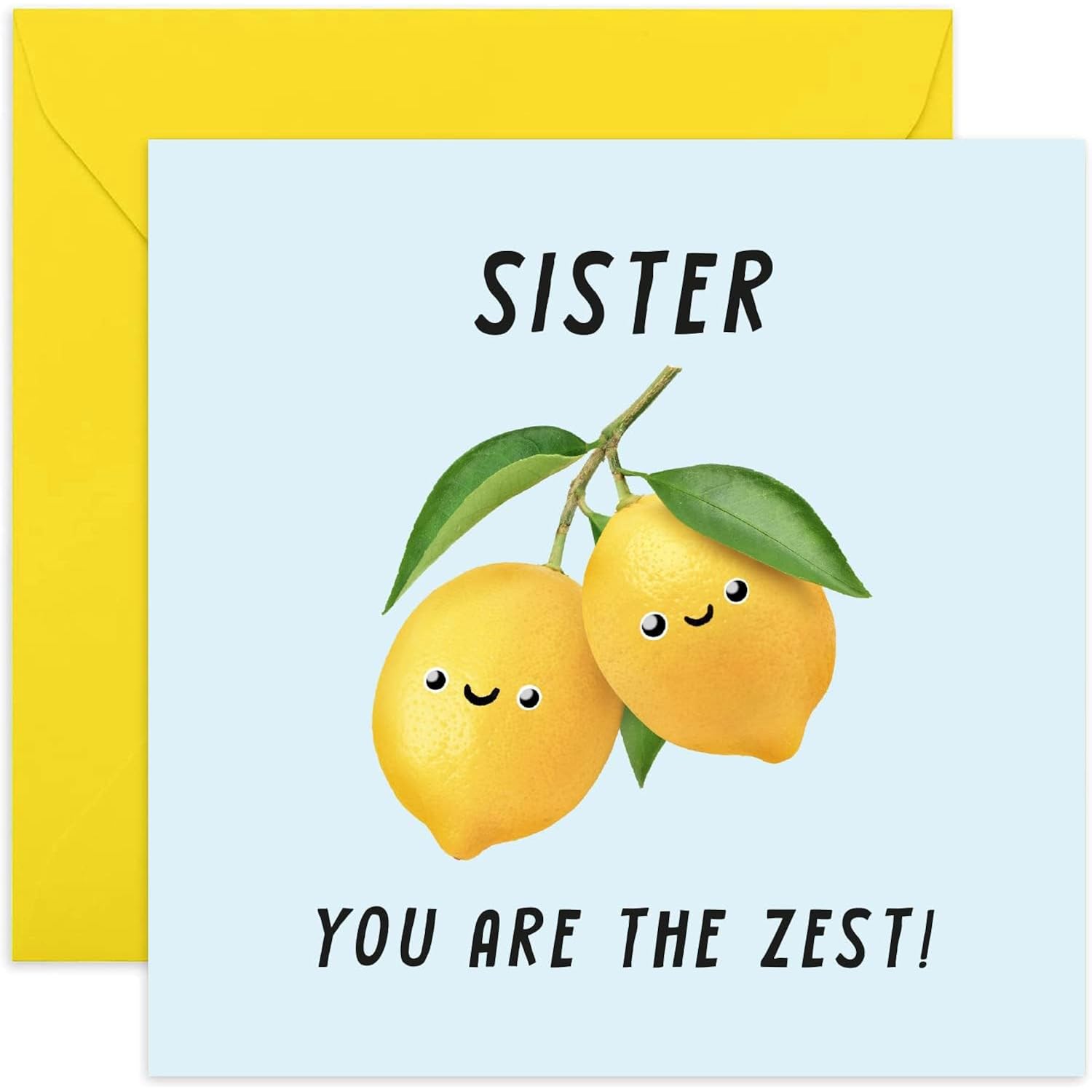 Old English Co. Fun Lemon Birthday Card For Sister - 'You Are The Zest' Congratulations Card For Her - Thank You Card For Sister From Brother - Well Done, New Job, Exam | Blank Inside Envelope