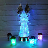14" Angel Snow Globe Lantern Battery Operated With 6 Hour Timer Color Changing Led Light Praying Angel Swirling Glitter Water Lamp Thanksgiving Christmas Holiday Decor Gift