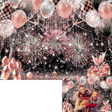 Black Pink Glitter Backdrop 7x5ft Balloon Party Photography Banner
