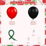 Red And Black Cherry Balloon Garland Arch Kit, Red Black Green Long Foil Cheetah Print Balloons For Girls Birthday Baby Shower Wedding Bridal Valentine'S Day Bachelorette Party Decorations