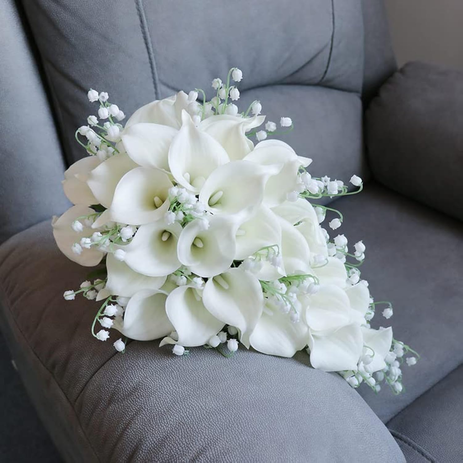 Wedding Bouquets For Bride Bridesmaid, Artificial Flower Wedding Bridal Tossing Bouquet For Wedding Ceremony Anniversary Home Decor (White Calla Lily Bouquet)