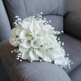 Wedding Bouquets For Bride Bridesmaid, Artificial Flower Wedding Bridal Tossing Bouquet For Wedding Ceremony Anniversary Home Decor (White Calla Lily Bouquet)