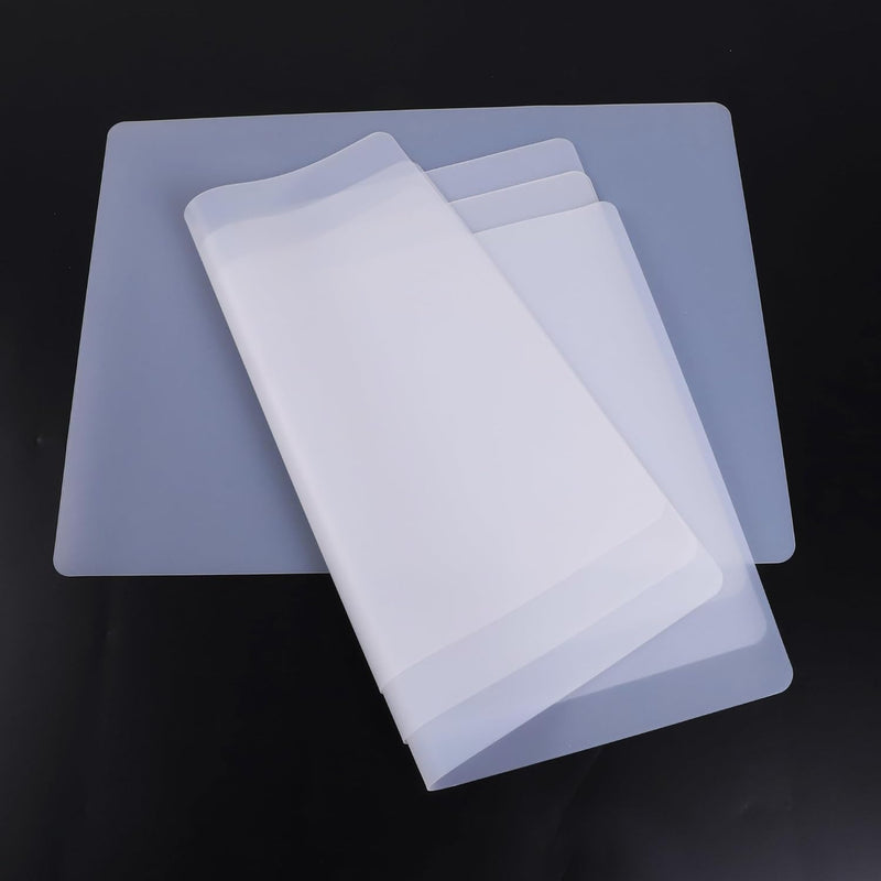 Silicone Mats For Crafts, Translucent, Non-Slip Heat Resistant, 9×12 In (4 Pcs) Reusable Silicone Kids Mat For Jewelry, Glitter Slime, Diy Sheet, Nail Art, Clear Countertop Protector Pad
