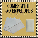 Premium Boxed Multi-Occasion Cards With Envelopes || 50 Count || 5 Modern Designer Prints || Stationery Set For Birthday, Thank You, Congrats, Get Well Soon, Love Notes || Usa