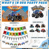 Truck Party Supplies Set – 99pcs Construction Theme Decor with Backdrop, Balloons & More