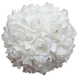 2 Pack Wedding Bouquet Bridal Bridesmaid Holding Flowers Foam Roses Artificial Fake Flower Hand Bouquets With Crystals Soft Ribbons
