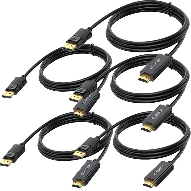 Displayport To Hdmi Cable 5 Pack, 4K Dp To Hdmi Uni-Directional Cable, Gold Pl