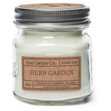 Mason Jar Candle, Herb Garden, 8 Oz. - Scents Of Tarragon, Bergamot, Grapefruit, & Jasmine - 100% Soy Wax, No Lead, Kraft Label & Antiqued Pewter Lid, Hand Poured, Midwest Soybeans
