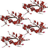 4 Pcs Glitter Red Heart And Berry Candle Wreath Holder Rings Pip Berry Candle Rings Mini Wreaths 4" Center For Christmas Wedding Windows Table Centerpieces (Red)