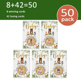 50 Pieces Woodland Baby Shower Scratch Off Game, Woodland Forest Animals Neutral Boy Girl Baby Shower Decorative Set, Printed Reveal Raffle Games Prizes Tickets Drawings Activity