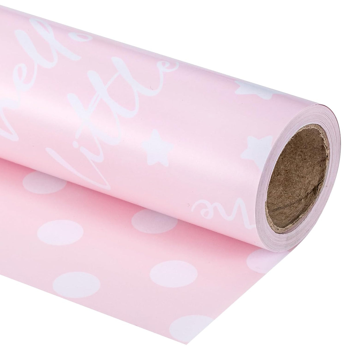 Reversible Wrapping Paper Roll - Mini Roll - Baby Girl Pink Pattern Great For Baby Shower, Birthday, Party - 17.5 Inches X 32.8 Feet