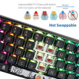 Skyloong Gk68 68-Key Rgb Backlit Gaming Keyboard With Side Transparent Pudding Keycaps, Hot Swappable Red Optical Switches, Type C Wired Knob Mechanical Keyboard For Win/Mac Os