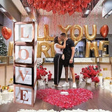Baby Shower Decoration Boxes Kit, 4 Pcs Rose Gold Transparent Balloon Boxes With 30 Letters 10 Numbers 5 Symbols, Baby Blocks For Baby Shower Gender Reveal Backdrop Birthday Party Decor