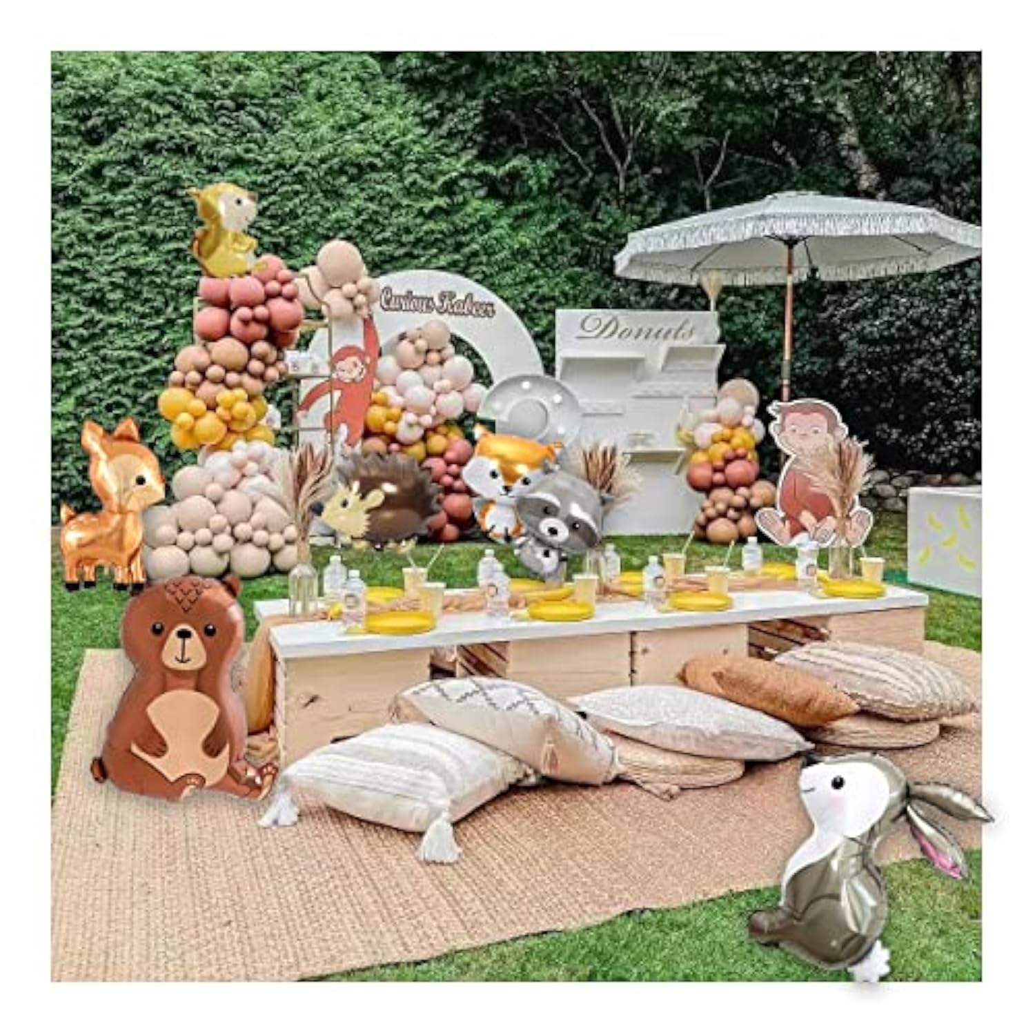 7pcs Forest Animal Balloons – Bunny, Fox, Hedgehog & More Party Décor