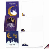 - 20 Assorted Blank Eid Mubarak Notes Box Set 4 X 5.12 Inch With Envelopes (10 Designs, 2 Each) Muslim Holiday Cards Eid Mubarak Am7035Rdb-B2X10
