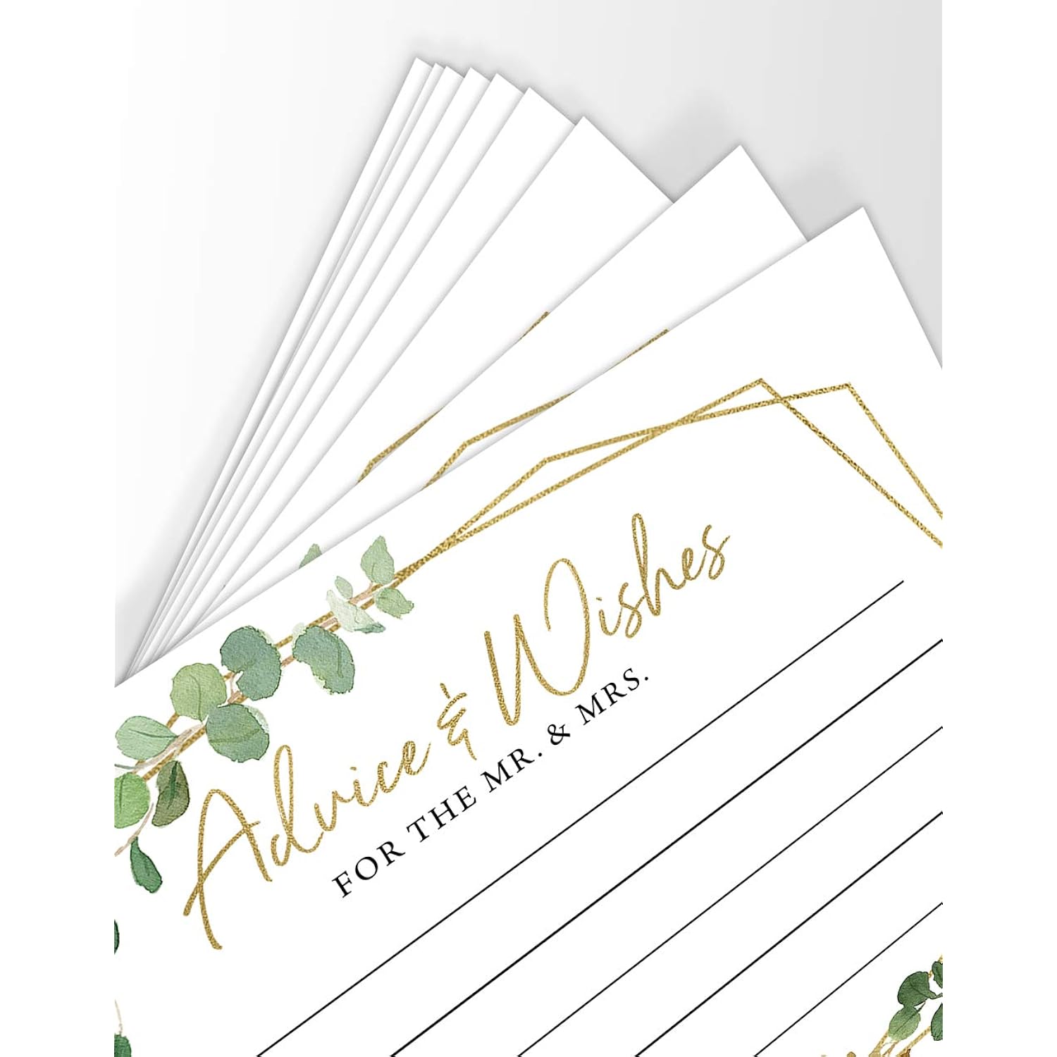 Advice And Wishes For The Mr And Mrs – Wedding Advice Cards For Bridal Shower, Games And Favors For Guests, Botanical Greenery Decor, 50 Cards