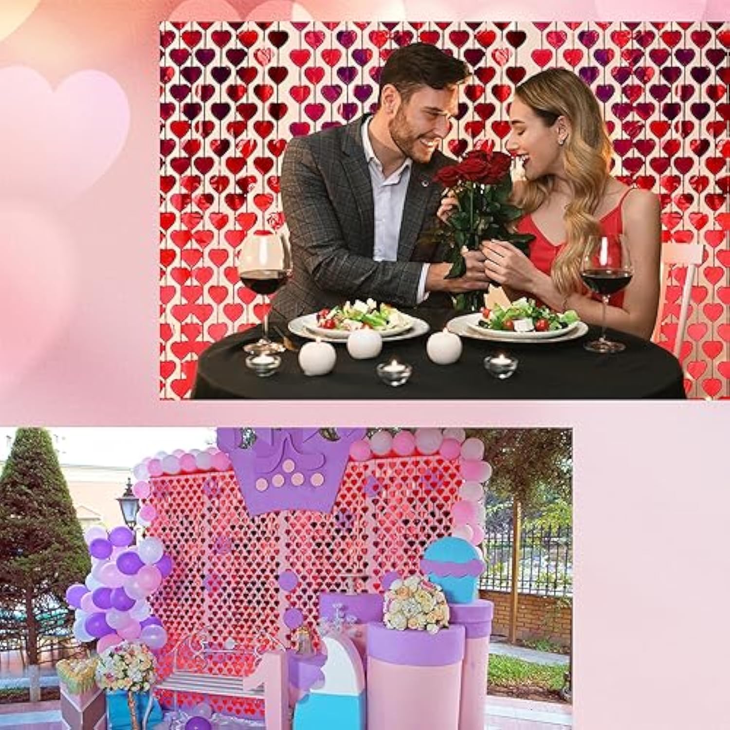 2 Pack Of 3.3X6.6Ft Valentines Day Red Heart Foil Fringe Curtain Heart Door Curtain Streamers Backdrop Curtains For Birthday Wedding Bachelorette Party Decorations Photo Shoot Props