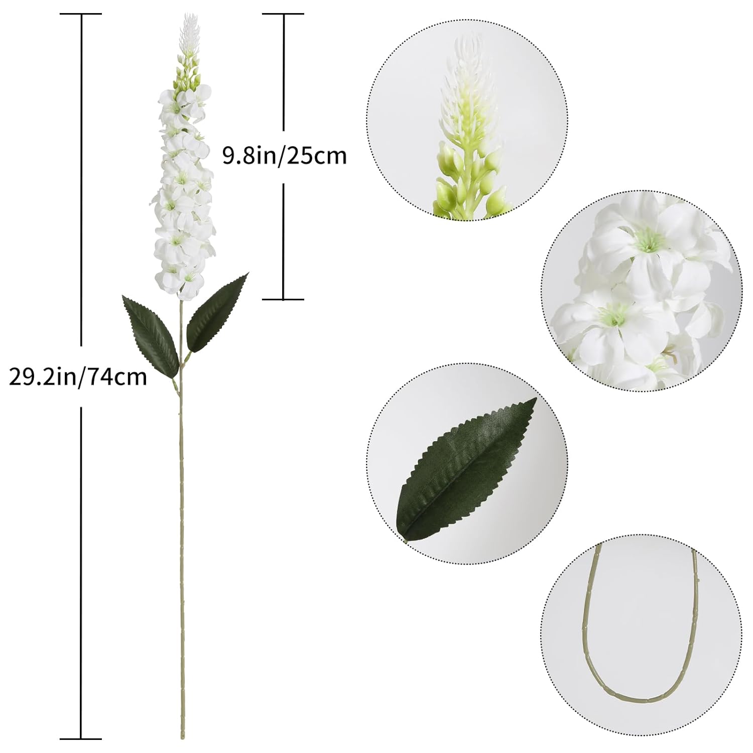 8Pcs White Snapdragon Artificial Flowers Delphinium Artificial Silk Flowers Long Stem Hyacinth Fake Flowers For Wedding Home Outdoor Party Floral Arrangement Centerpiece Table Decoration (White)