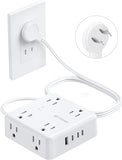 2 Prong Power Strip 8 Outlets 4 USB Ports 5FT Cord 1440J Surge Protector