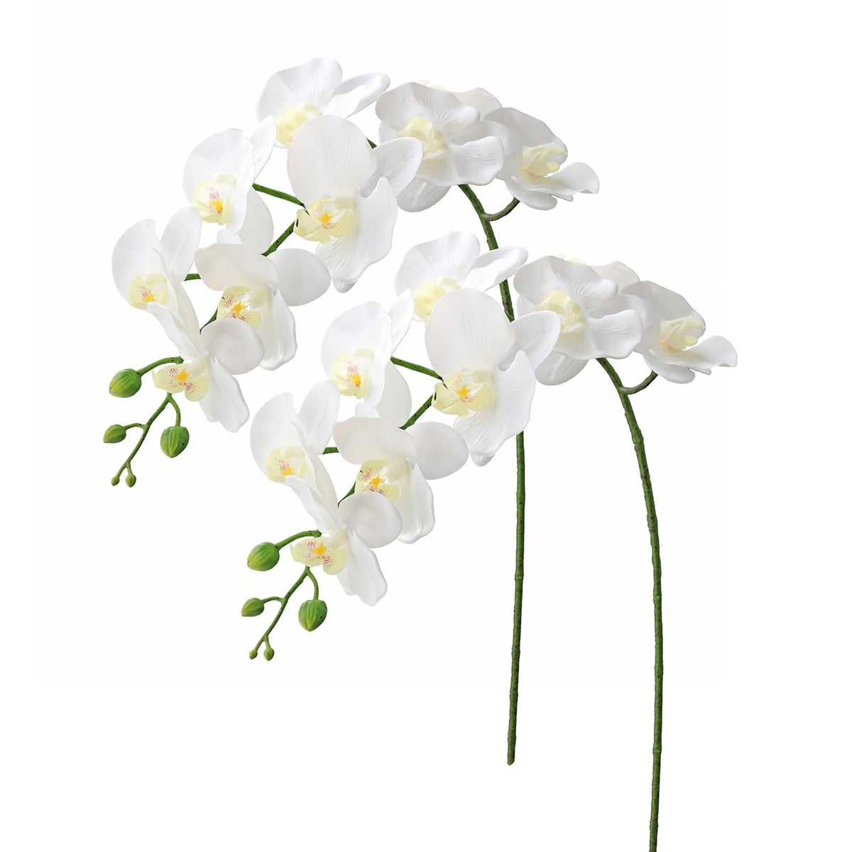 2Pcs Real Touch Orchids Stems Artificial Flowers Fake Phalaenopsis Orchid For Table Centerpiece Home Kitchen Wedding Party Decoration … (White)
