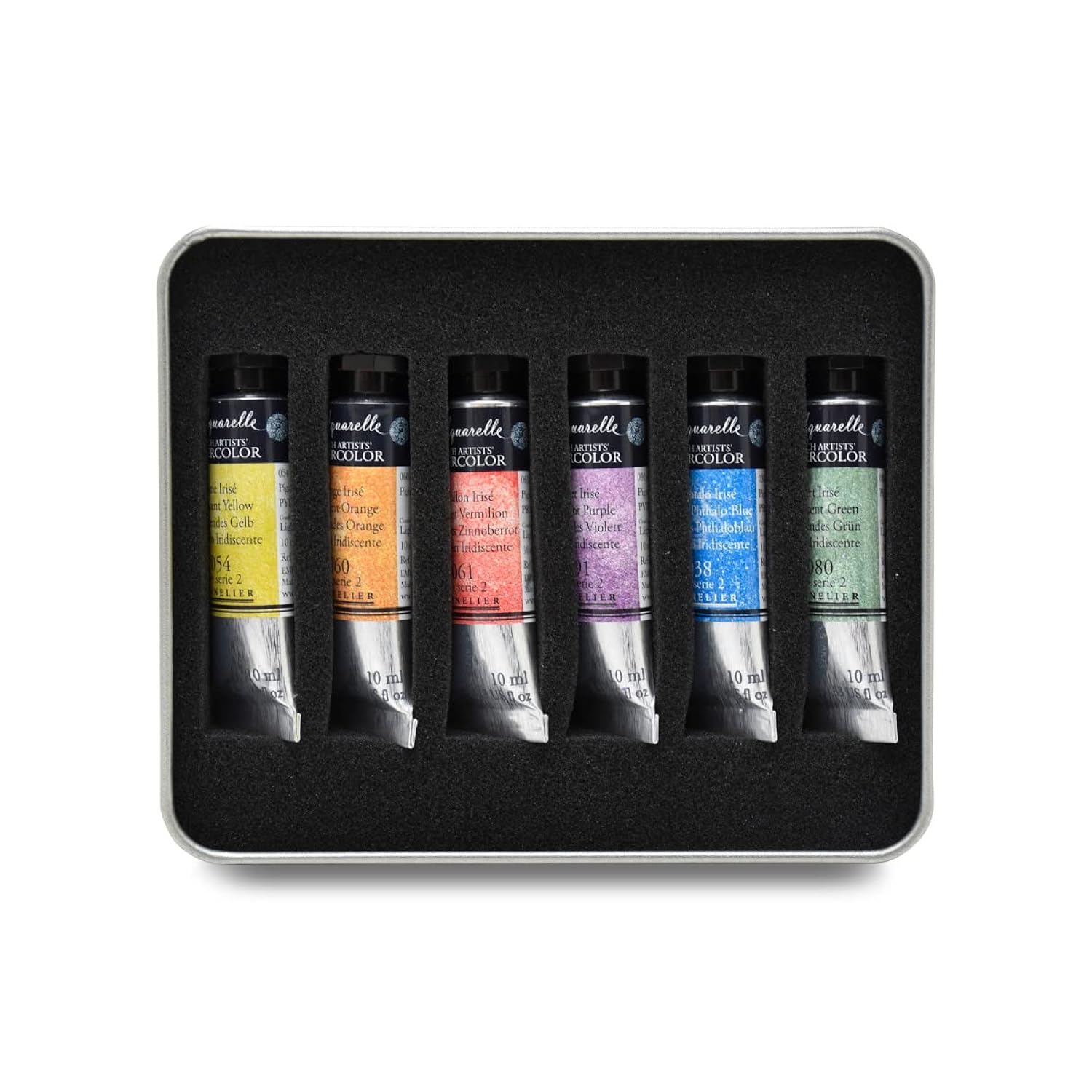 Sennelier French Artists' Watercolor Set, 10ml Tubes, 6-Color Iridescent Introduction Tin Set