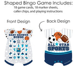 Big Dot of Happiness Go, Fight, Win - Sports - Picture Bingo Cards and Markers - Baby Shower Shaped Bingo Game - Set of 18