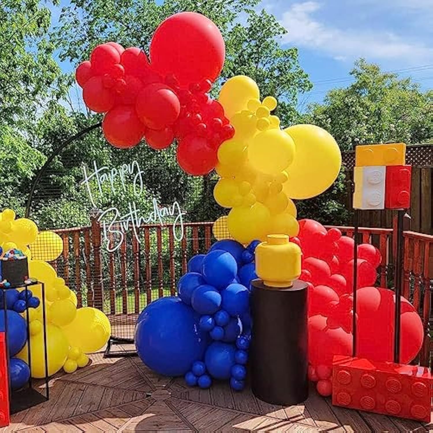 Blue Red Yellow Balloons Garland Arch Kit - Diy 142Pcs Balloon For Bab