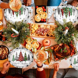 30pcs Christmas Oval Paper Plates 9x11in Buffalo Plaid Holiday Decor