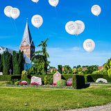 50 White Memorial Balloons with 3 Ribbons – Remembrance Balloons for Funeral or Sky Release
