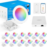 Smart Recessed Lighting 6 Inch 12 Pack Dimmer Switch Matter Bridge RGBCW