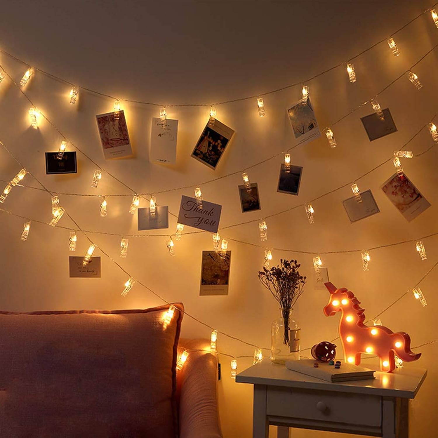 Photo Clip String Lights Led Battery Operated Starry Fairy Copper String Lights With Clips Warm White For Pictures Bedro