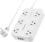6 Outlet Surge Protector Power Strip 4 USB Ports USB C 1050J 6 Ft Flat Plug