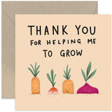 Old English Co. Thank You Helping Me To Grow Card For Teacher - Fun Teacher Thank You Card For Him Or Her - Teacher'S Assistant Or Tutor - Cute Root Vegetables Design | Blank Inside With Envelope