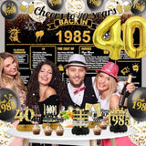 40th Birthday Decorations for Men, Banner, 1985 Backdrop & Balloons for 40th Party