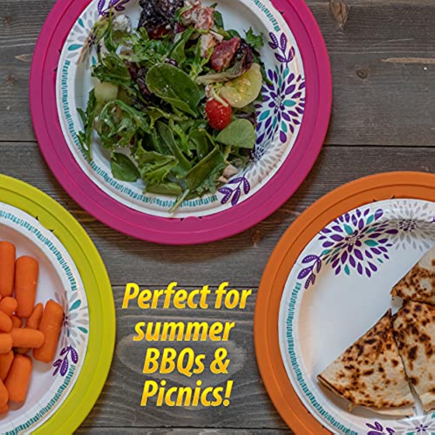 Reusable Plastic Paper Plate Holders 10 Inch, 20 Piece Round Plastic Paper Plate Holder Set With Snap-In Grooves, Dishwasher Safe, 4 Assorted Colors