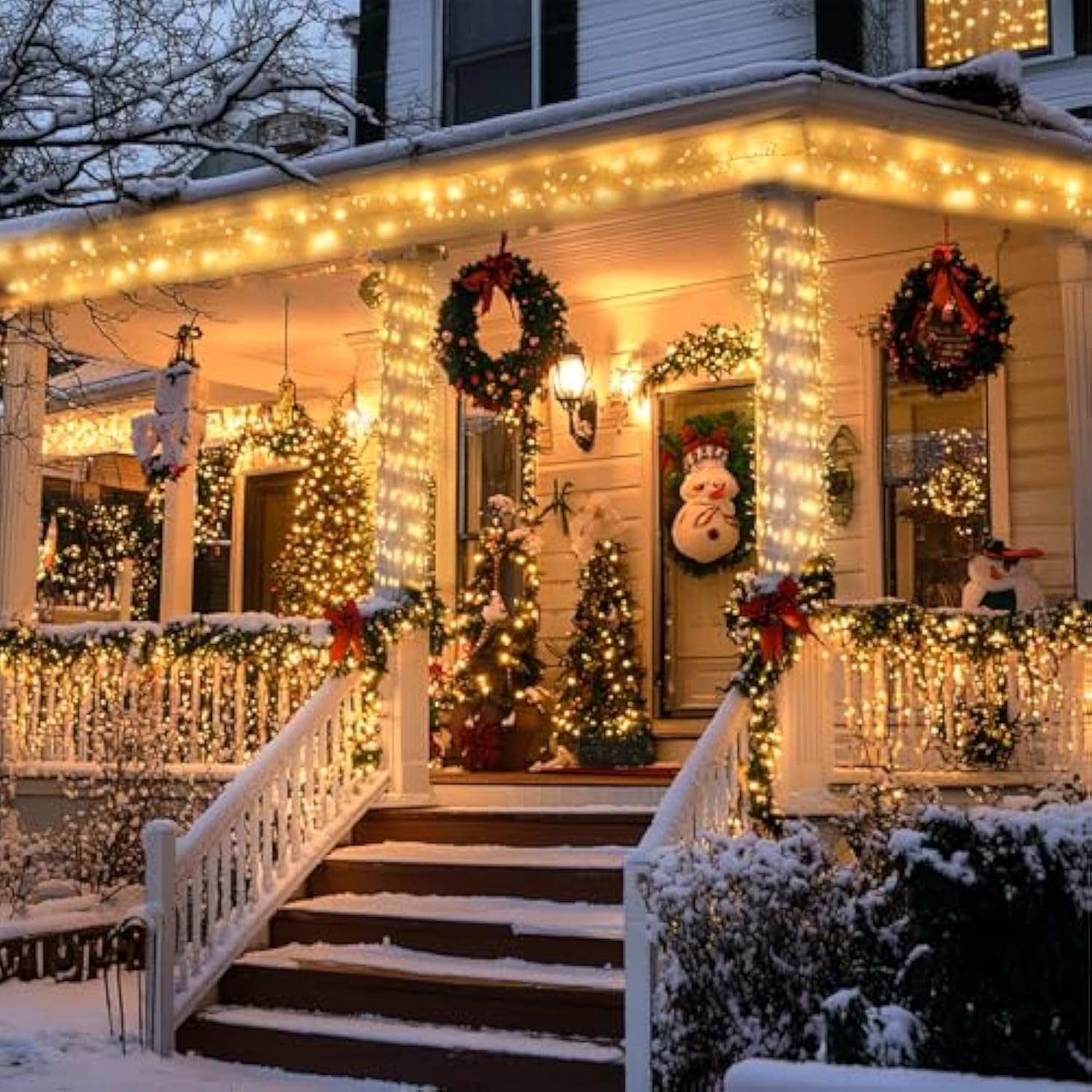 Warm White 1000 Led Christmas Cluster Lights Plug In, 50Ft Christmas String Lights Outdoor Waterproof With Remote, 8 Modes Christmas Tree Lights For Christmas Tree Wreath