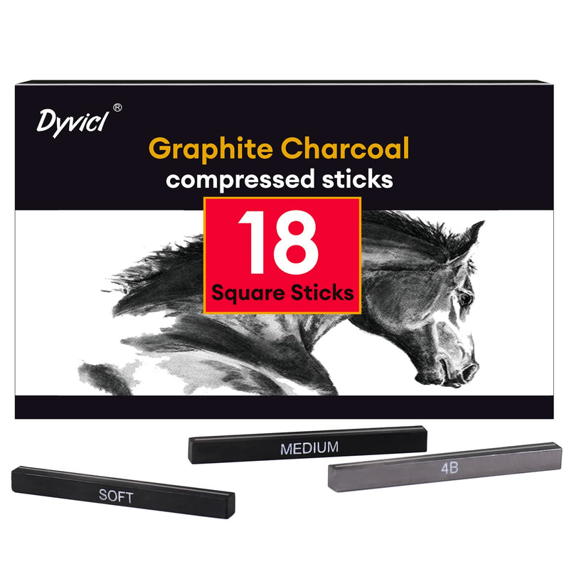 Compressed Graphite Charcoal Sticks, Square Black White Charcoal For Sketching