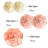 Wall Paper Flowers 3D Large Paper Flowers Decorations For Diy Wedding Bridal Shower Baby Girl Nursery Decor Kids Room Bedroom Flower Backdrop Party (Pink Set2)