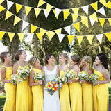 32Ft Yellow Party Decorations Yellow White Pennant Banner Fabric Triangle Flag Bunting Garland For Lemon Bee Sunflower Birthday Baby Shower Anniversary Wedding Party Home Outdoor Garden Decorations