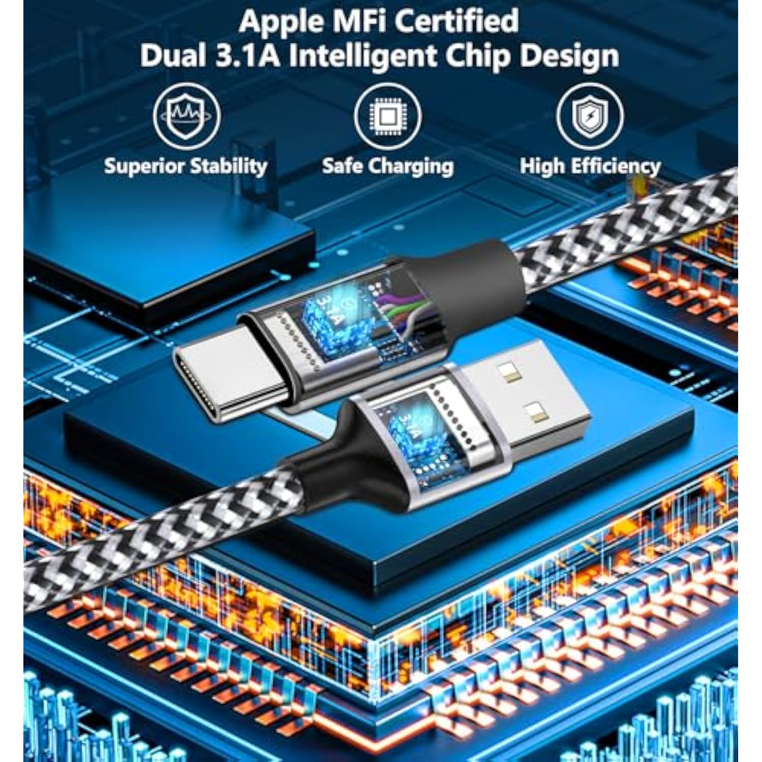 [Apple Mfi Certified] Iphone 17 Charger Cable, 5Pack Usb A To Type C 60W Fast Charging Cord Usb Type C Braided Cable For Iphone 17/17 Air/17 Pro/17 Pro Max/16 Pro/15/Galaxy S25/S24/Pixel/Ipad