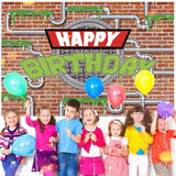 Turtle Banner, 70.8x43.3 Inch Ninja Themed Happy Birthday Background for Kids Party