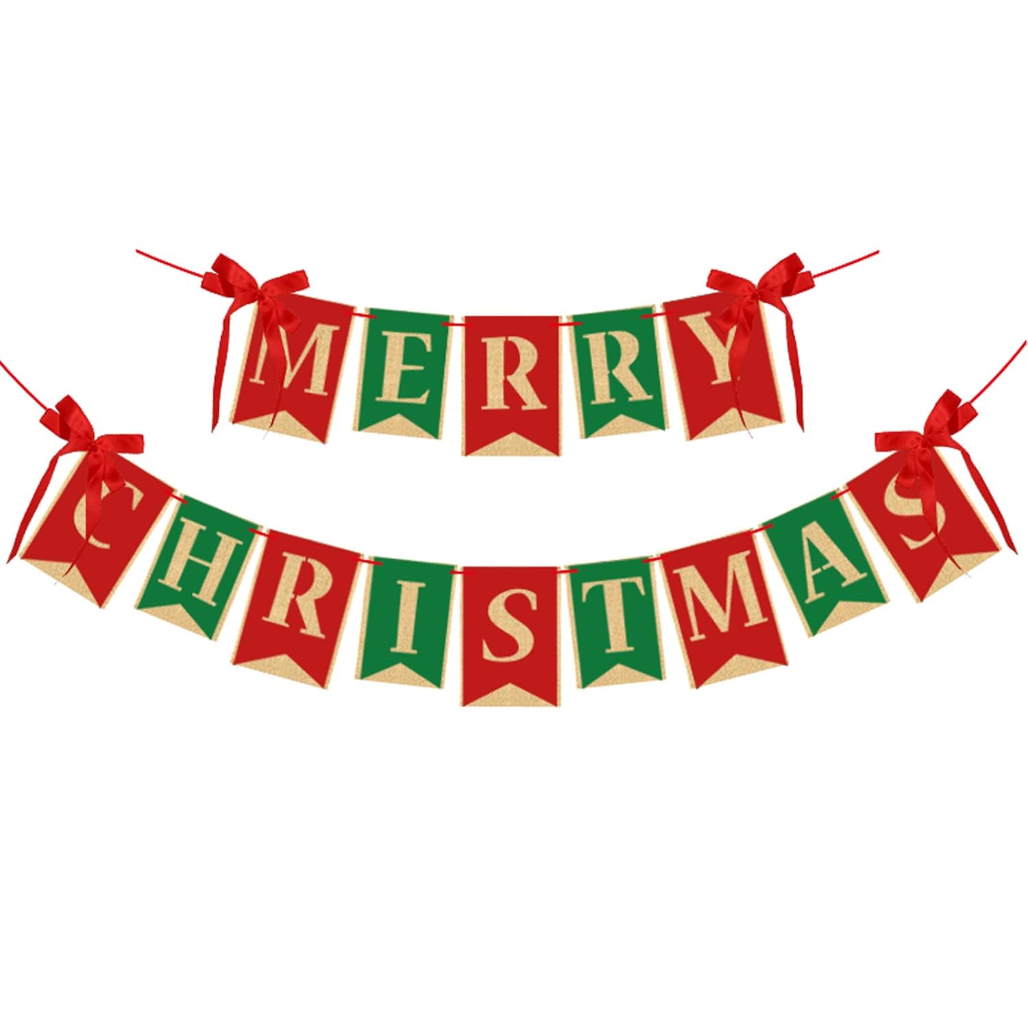 Merry Christmas Burlap Banner Home Garden-Xmas Bunting Decoration Indoor Outdoor Fireplace Wall Tree (Mix)