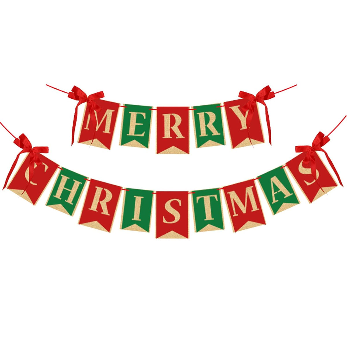 Merry Christmas Burlap Banner Home Garden-Xmas Bunting Decoration Indoor Outdoor Fireplace Wall Tree (Mix)