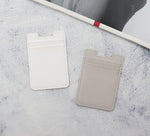 2-Pack Leather Phone Wallet, Adhesive Card Holder for iPhone & Android - White, Grey