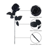 12 Pcs Black Roses Artificial Flowers With Long Stem, Faux Silk Rose Bouquet Realistic Lifelike Fake Floral Bundles For Halloween Valentine'S Day Wedding Party Table Centerpiece Decor, Small