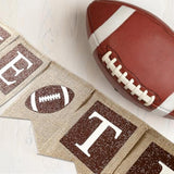 2Pcs American Football Burlap Banner Glitter Football Hanging Banner Game Time Burlap Garland Sports Themed Bunting Garland Sports Bunting Banner For Birthday Party Home Mantel Decor