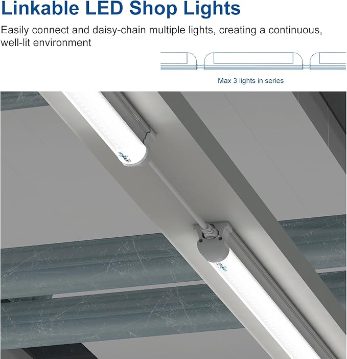 20 Pack 6FT LED Shop Light Fixtures 42W 5000LM 6000K V Shaped Linkable Plug and Play Tube Lights