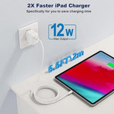 2 Pack 6FT USB to Lightning Cable with 12W Foldable Wall Charger for iPhone iPad